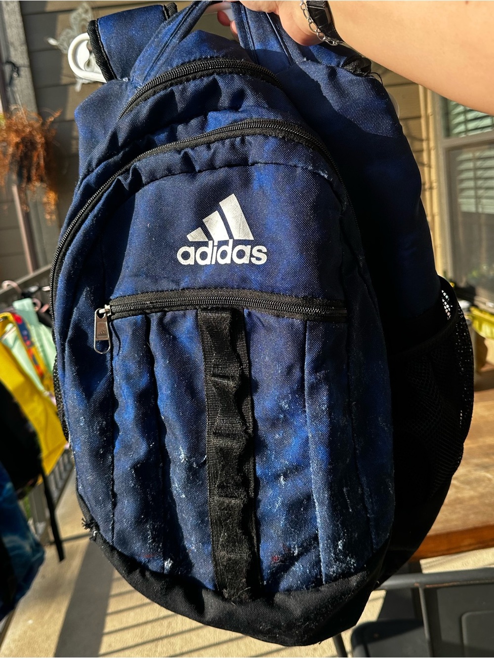 adidas Blue and Black Men's Backpack with Front Zip Pocket